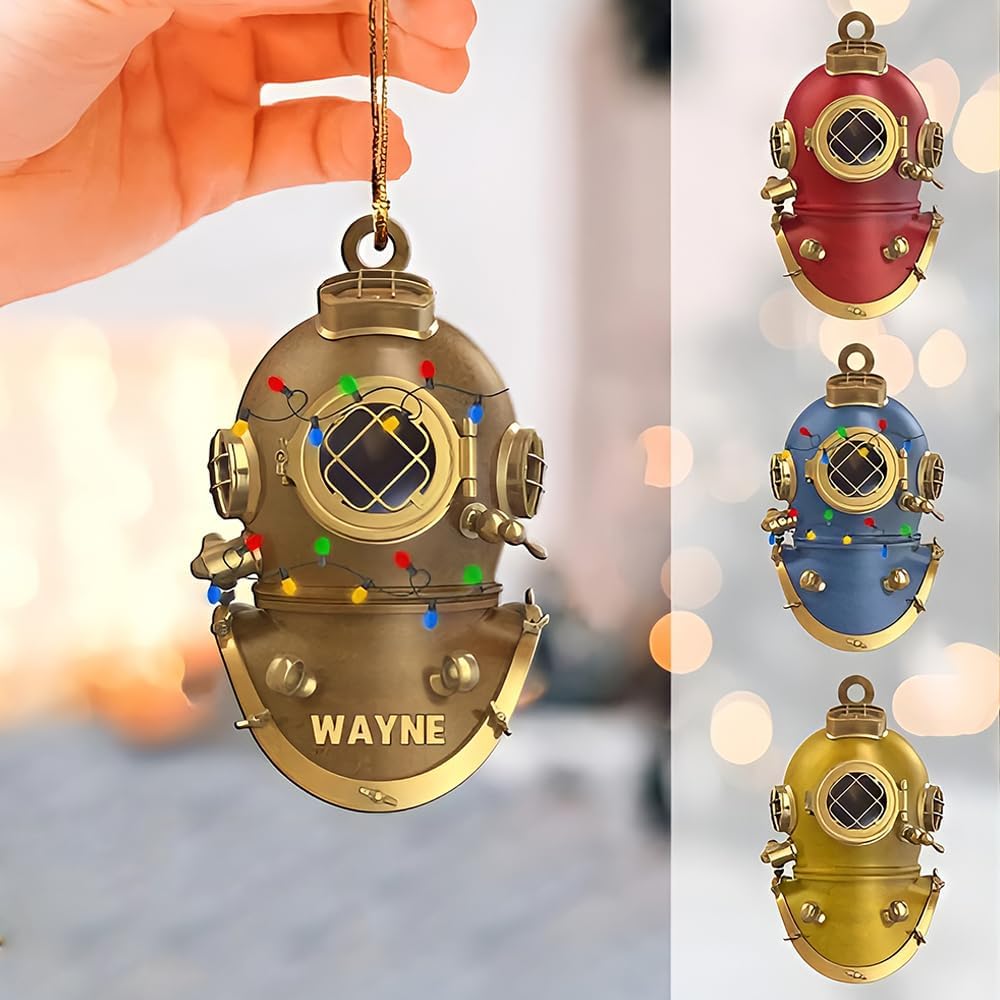 Custom Name Diving Ornament – Personalized Acrylic Scuba Diver Christmas Keepsake, Underwater Gift TSD13