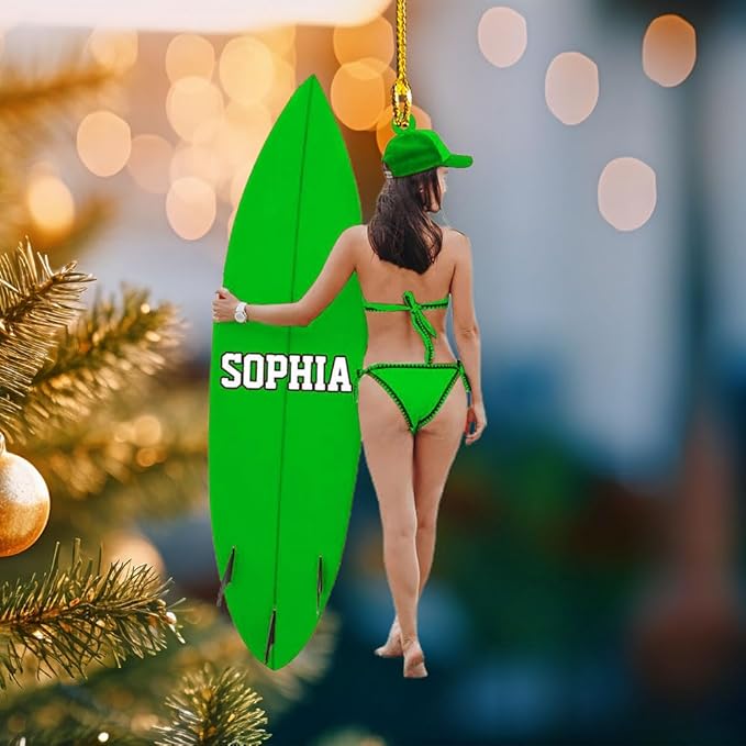 Personalized Name Surfboard Ornament - Ornament Gift For Surf Lovers