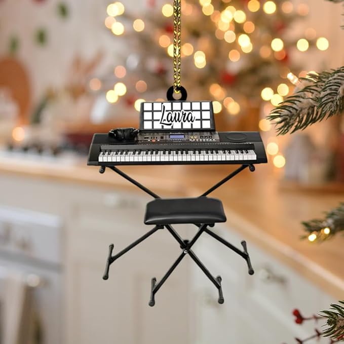 Personalized Piano Ornament - Custom Name Music Instrument Christmas Gift for Piano Lovers LL65