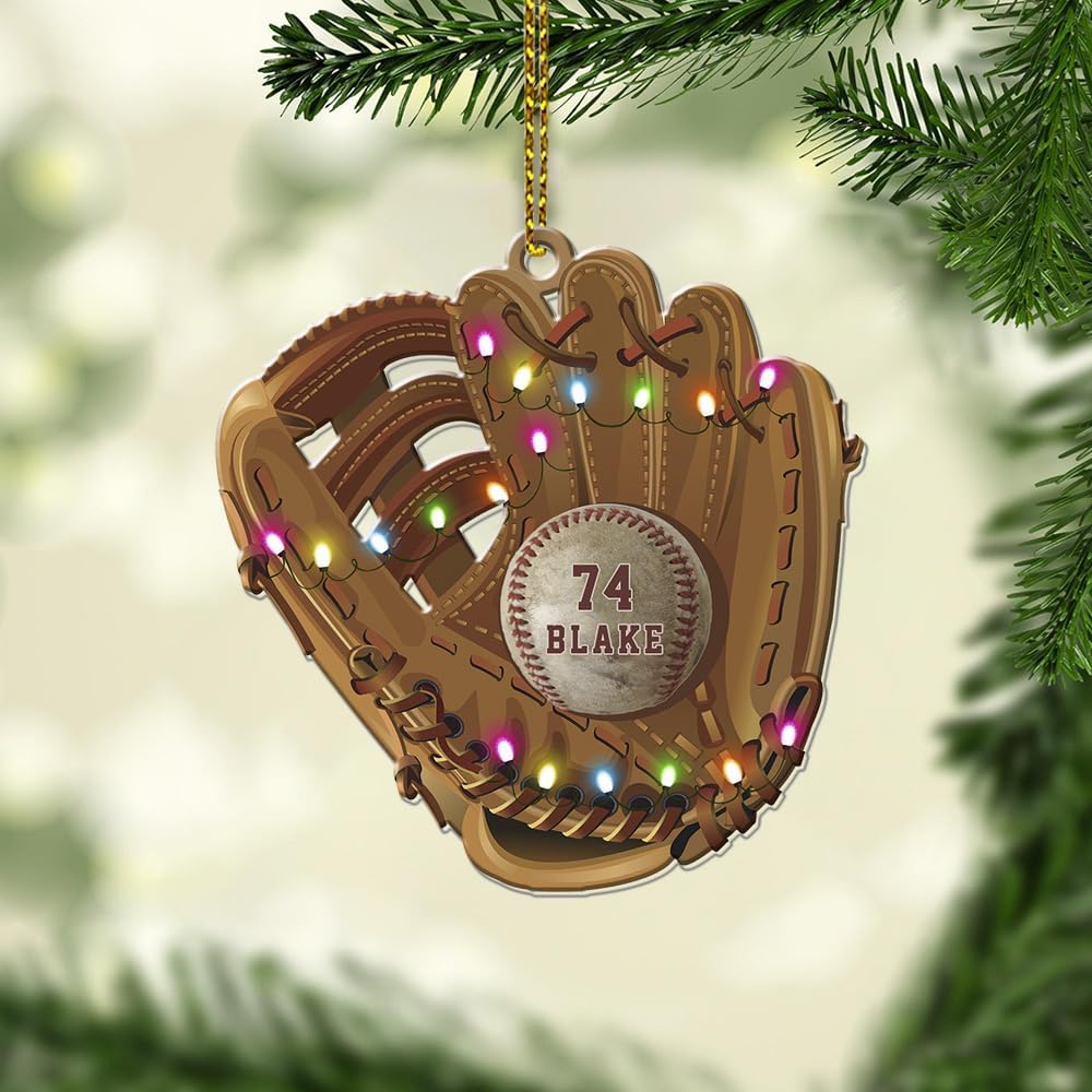 Personalized Baseball Christmas Ornament – Custom Name Acrylic Ornament, Sports Holiday Decoration, Baseball Player Gift TH7