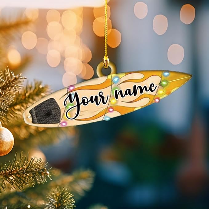 Personalized Surfboard Christmas Ornament - Surfing Tree Decoration Gift for Surfers LL10