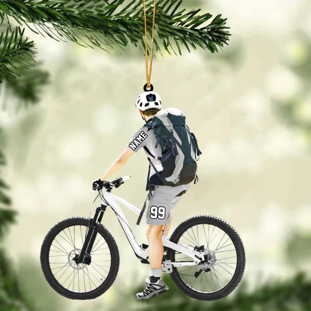 Personalized Cycling Ornament – Custom Name Acrylic Bicycle Christmas Decoration, Sport Holiday Keepsake TB14