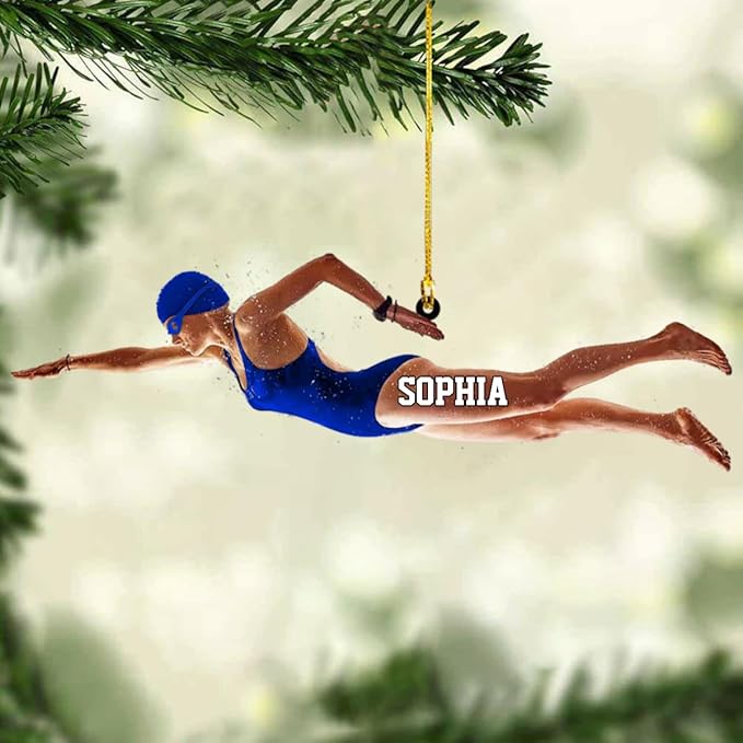 Personalized Swimming Christmas Ornament - Swimmer Christmas Gift for Boys, Girls & Pool Lovers LL33