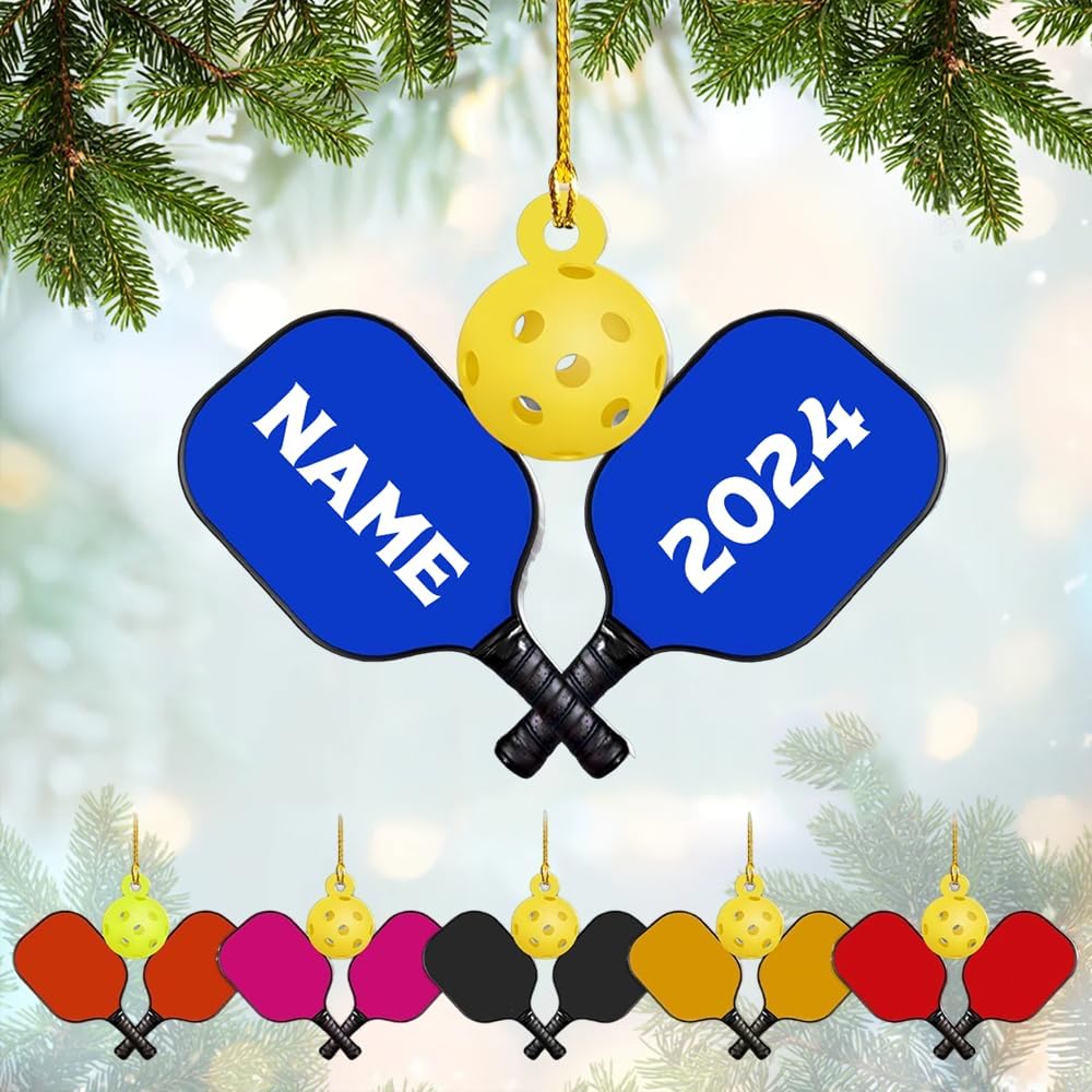Personalized Pickleball Ornament – Custom Name & Year Paddle and Ball Christmas Ornament 4