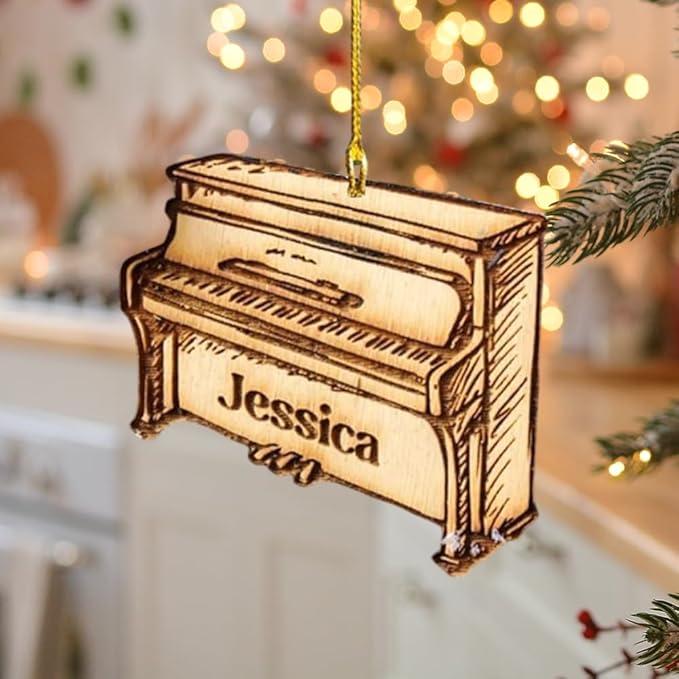 Personalized Piano Ornament - Custom Name Music Instrument Christmas Gift for Piano Lovers LL60