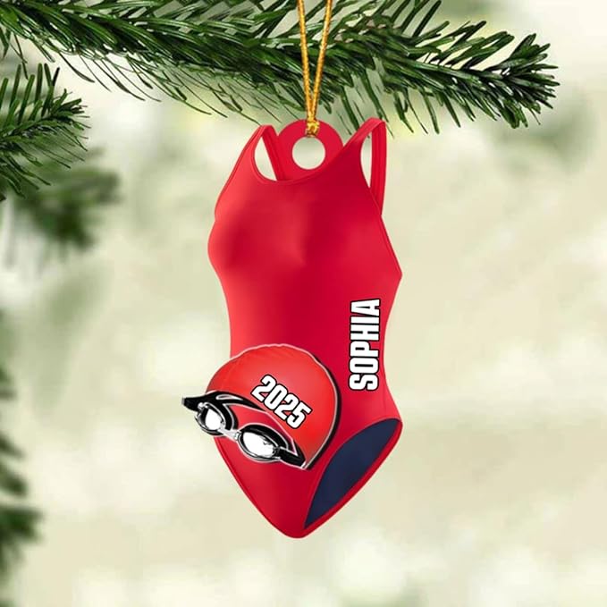 Personalized Swimming Christmas Ornament - Swimmer Christmas Gift for Boys, Girls & Pool Lovers LL29