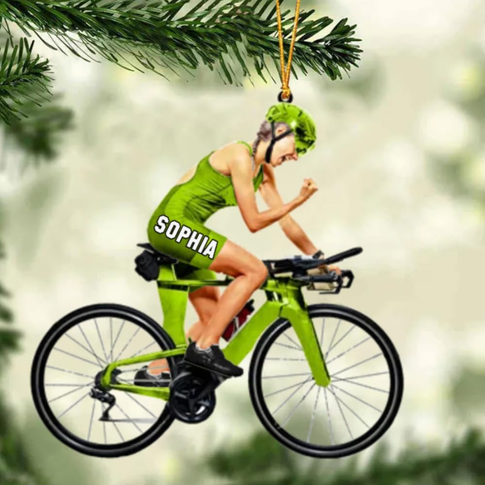 Custom Bicycle Christmas Ornament – Personalized Acrylic Cycling Ornament, Gift for Bike Riders and Cyclists TB8