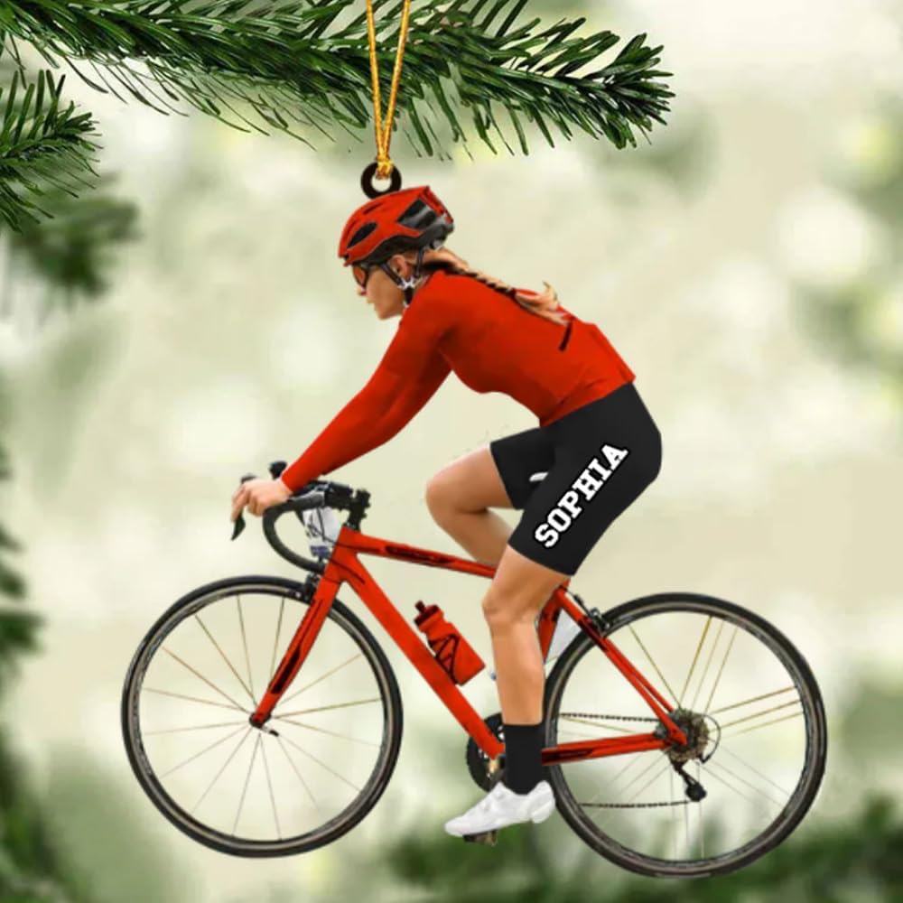 Personalized Cycling Ornament – Custom Name Acrylic Bicycle Ornament, Unique Gift for Cyclists & Bike Lovers 2025 TC5