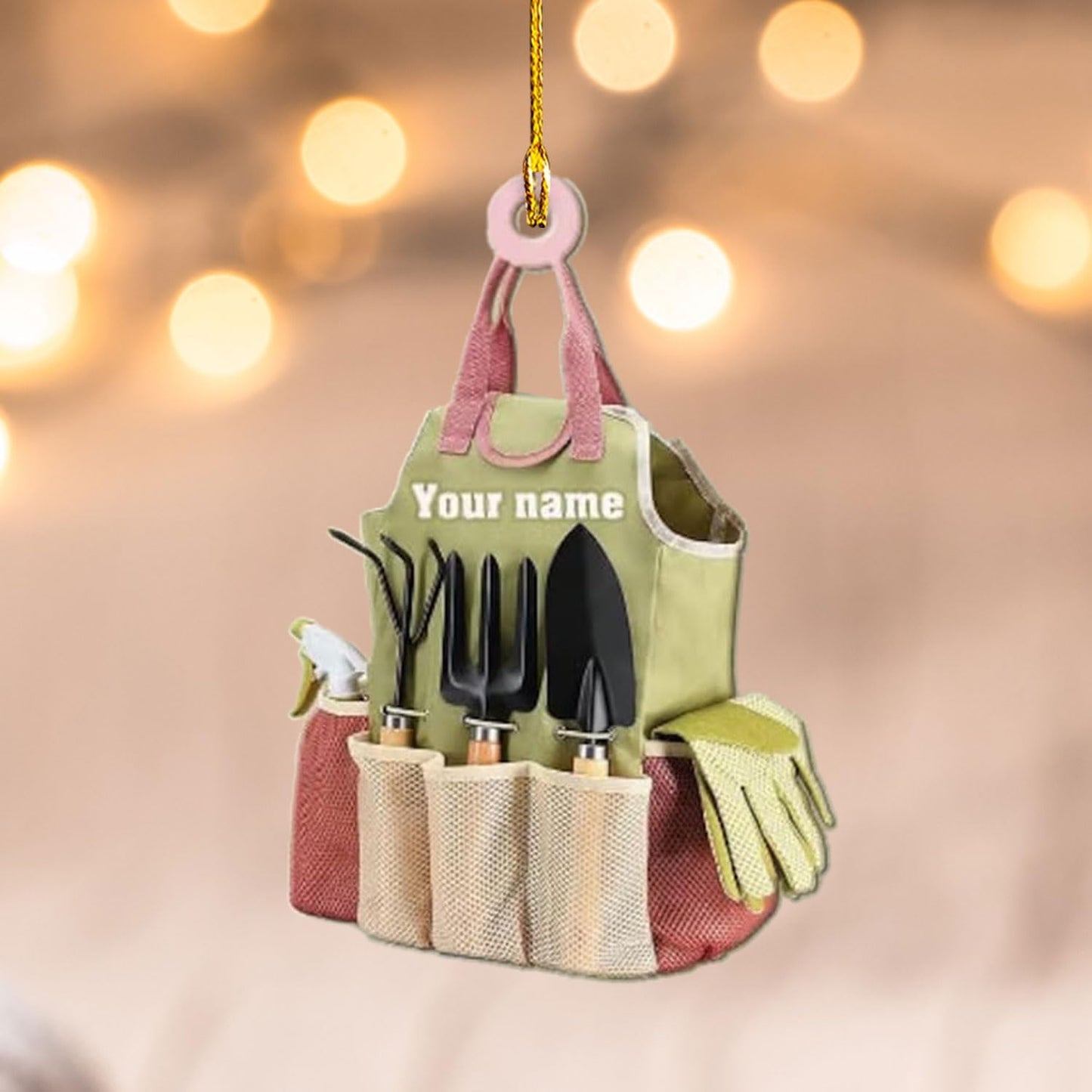 Custom Gardening Ornament with Name – Garden Tools Acrylic Christmas Decor for Gardeners & Green Thumb Lovers TG44