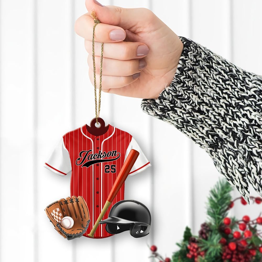 Personalized Baseball Christmas Ornament – Custom Name Acrylic Ornament, Sports Holiday Decoration, Baseball Player Gift  TH18