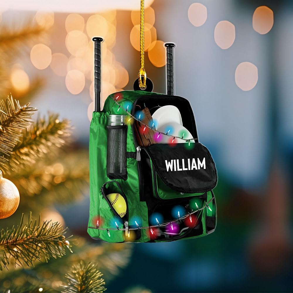 Personalized Softball Ornament – Custom Sports Christmas Tree C08