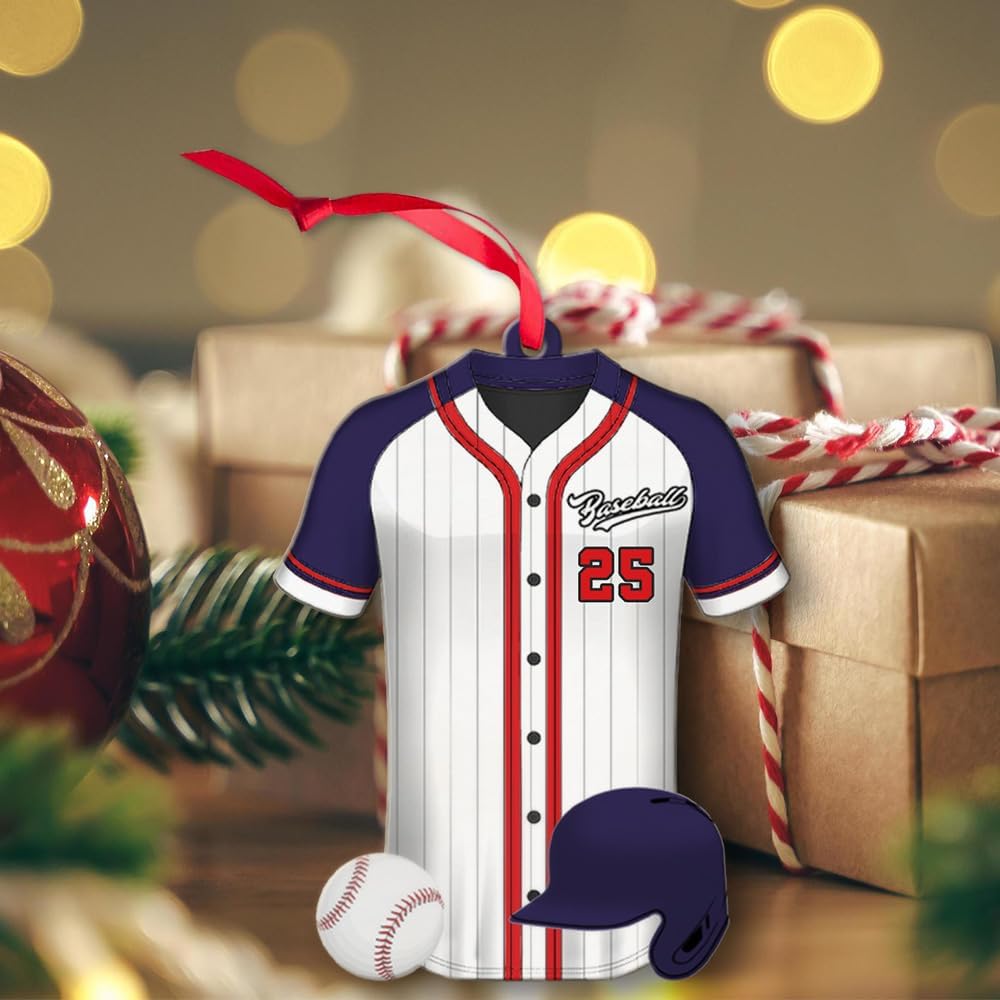 Personalized Baseball Christmas Ornament – Custom Name Acrylic Ornament, Sports Holiday Decoration, Baseball Player Gift TH15
