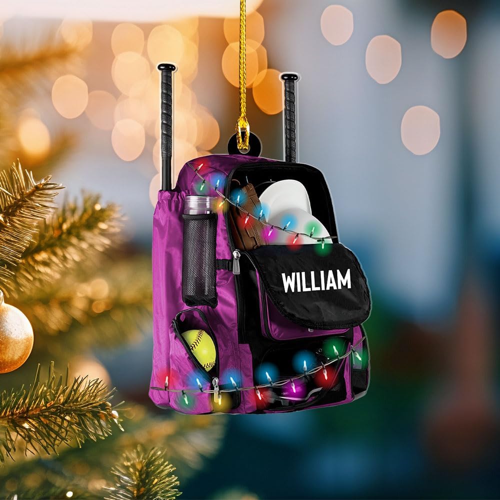 Personalized Softball Ornament – Custom Sports Christmas Tree C08