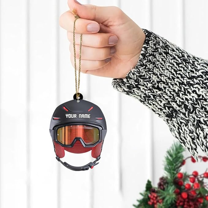 Personalized Snow Skiing Ornament, Custom Colored Skiing Mask Shape Ornament N30