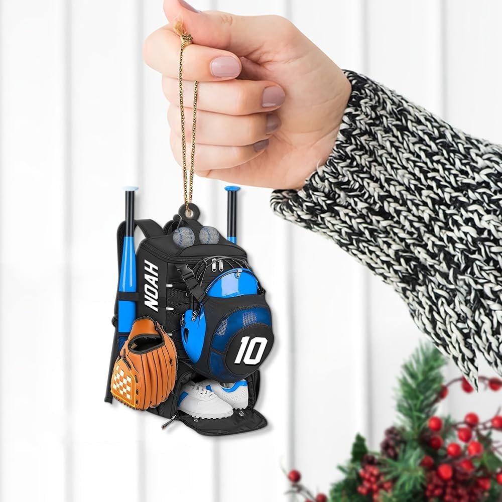 Personalized Baseball Christmas Ornament – Custom Name Acrylic Ornament, Sports Holiday Decoration, Baseball Player Gift TH3