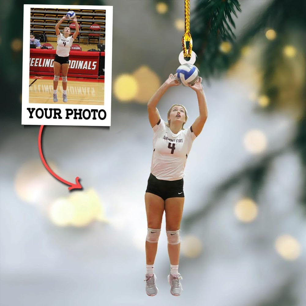 Personalized Volleyball Christmas Ornament – Custom Name Acrylic Ornament, Team Sports Holiday Decor, Volleyball Player Gift, Custom Xmas Keepsake TV1
