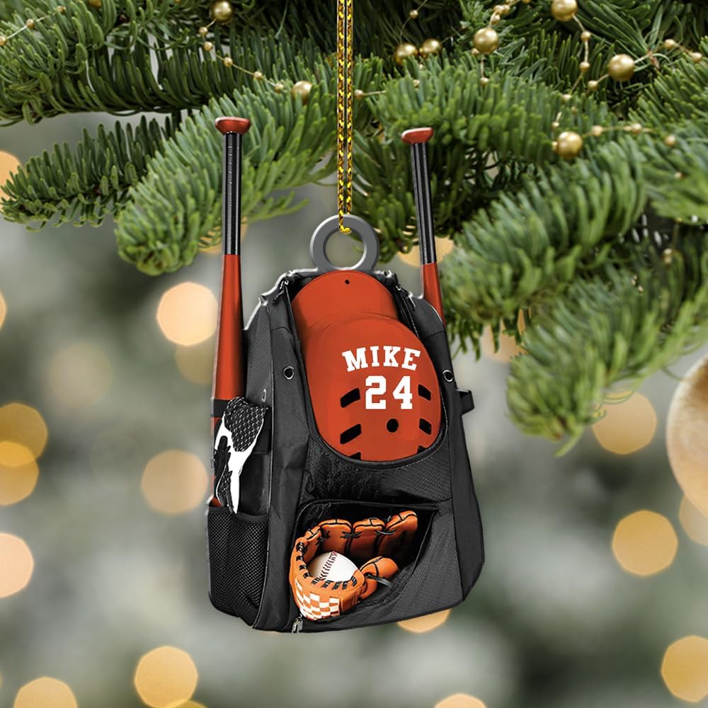 Personalized Baseball Christmas Ornament – Custom Name Acrylic Ornament, Sports Holiday Decoration, Baseball Player Gift TH12