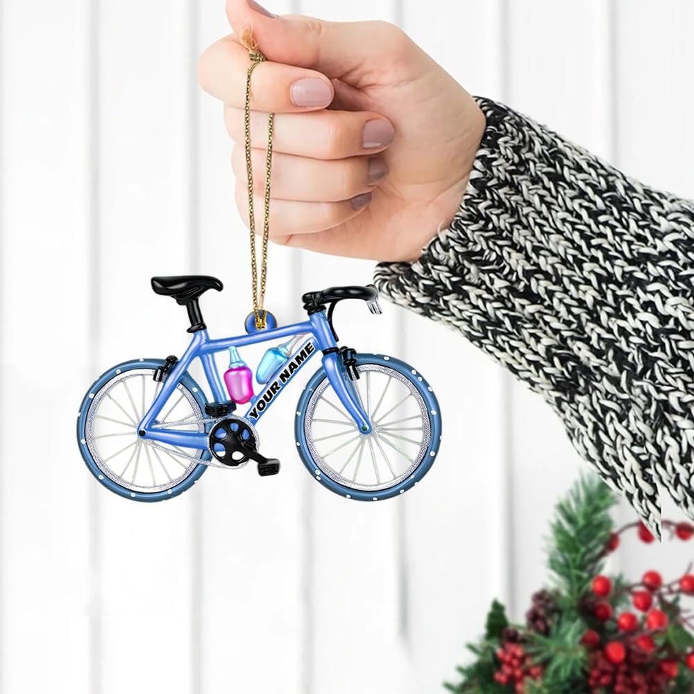 Personalized Cycling Ornament – Custom Name Acrylic Bicycle Christmas Decoration, Sport Holiday Keepsake TB16