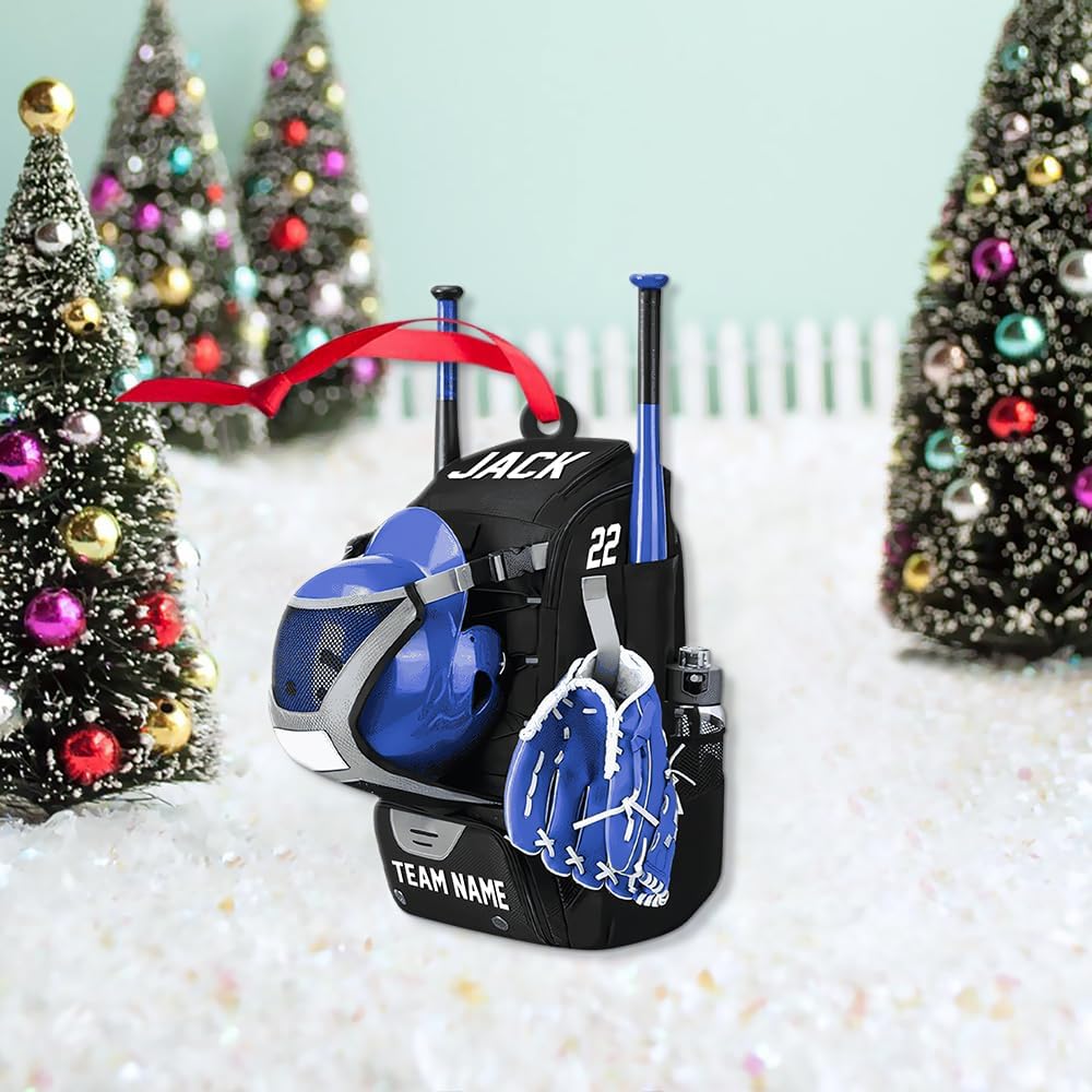 Personalized Baseball Christmas Ornament – Custom Name Acrylic Ornament, Sports Holiday Decoration, Baseball Player Gift TH1