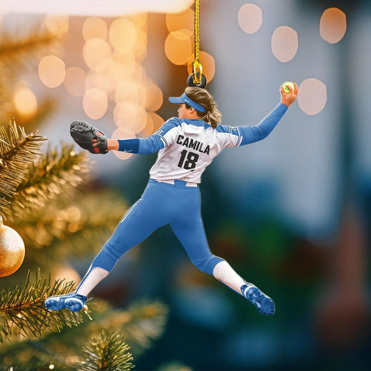 Personalized Softball Ornament – Custom Sports Christmas Tree C17