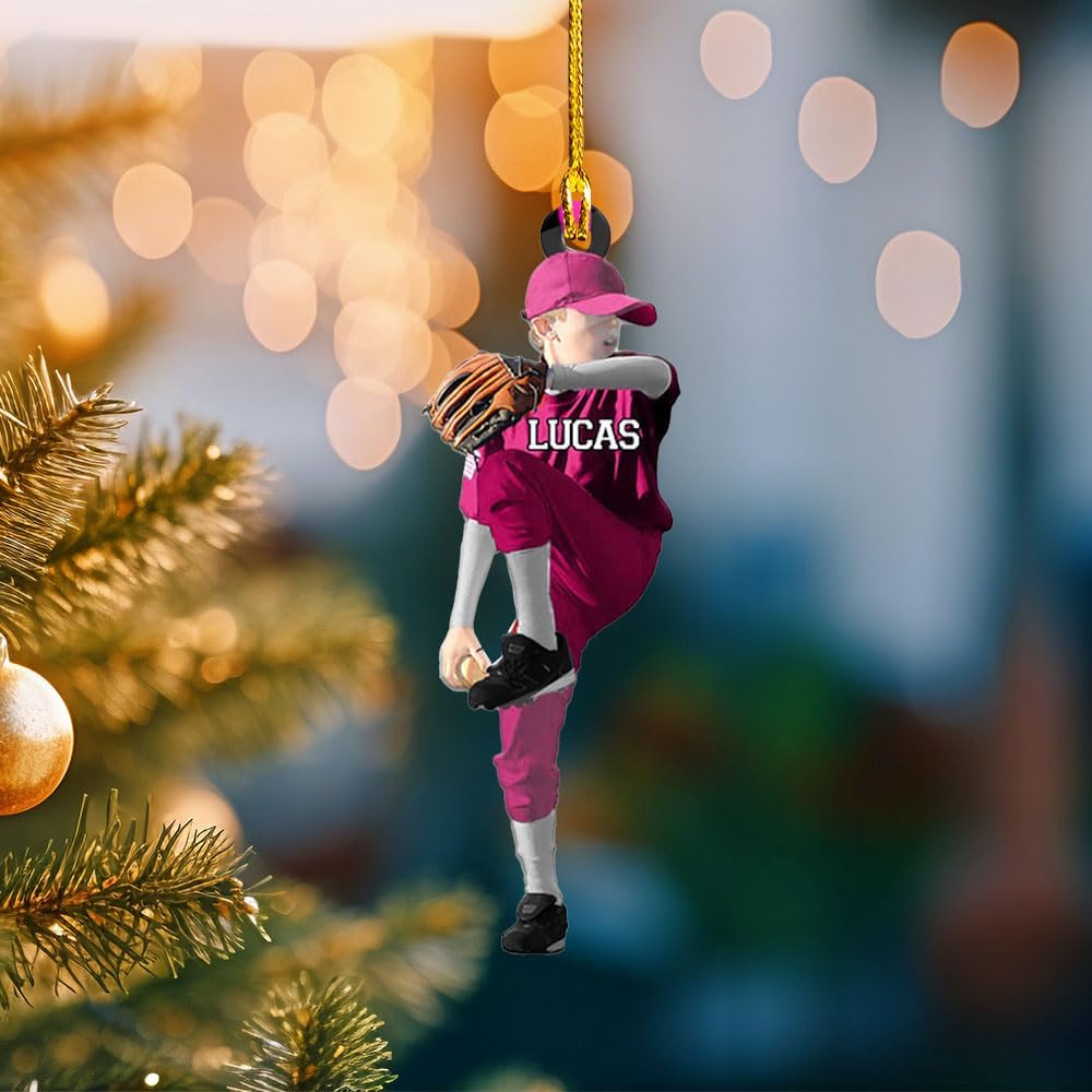 Personalized Softball Ornament – Custom Sports Christmas Tree C12