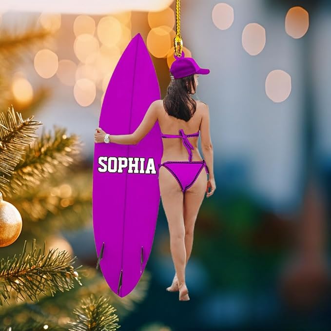 Personalized Name Surfboard Ornament - Ornament Gift For Surf Lovers