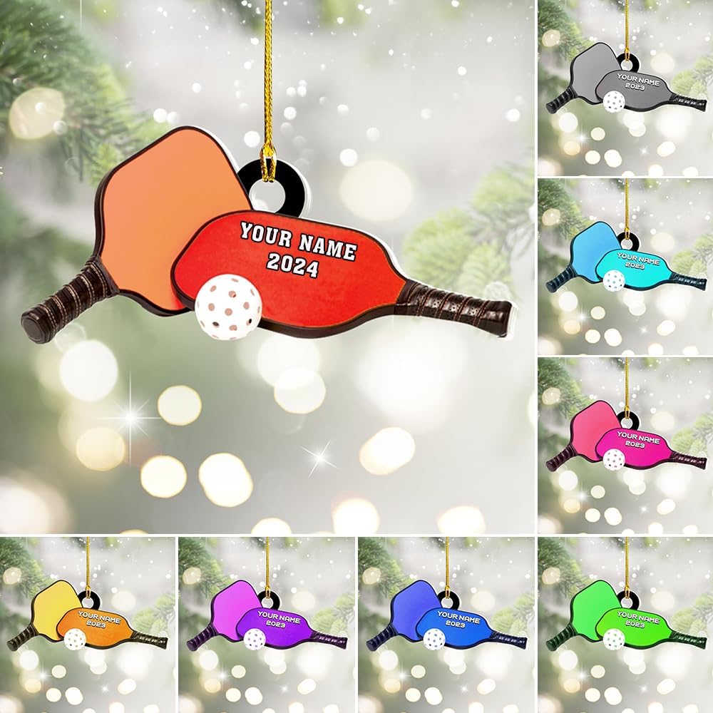 Personalized Pickleball Ornament – Custom Name & Year Paddle and Ball Christmas Ornament 2