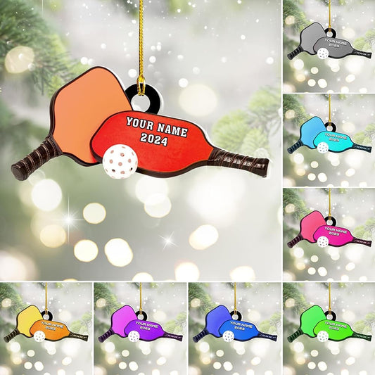 Personalized Pickleball Ornament – Custom Name & Year Paddle and Ball Christmas Ornament 2