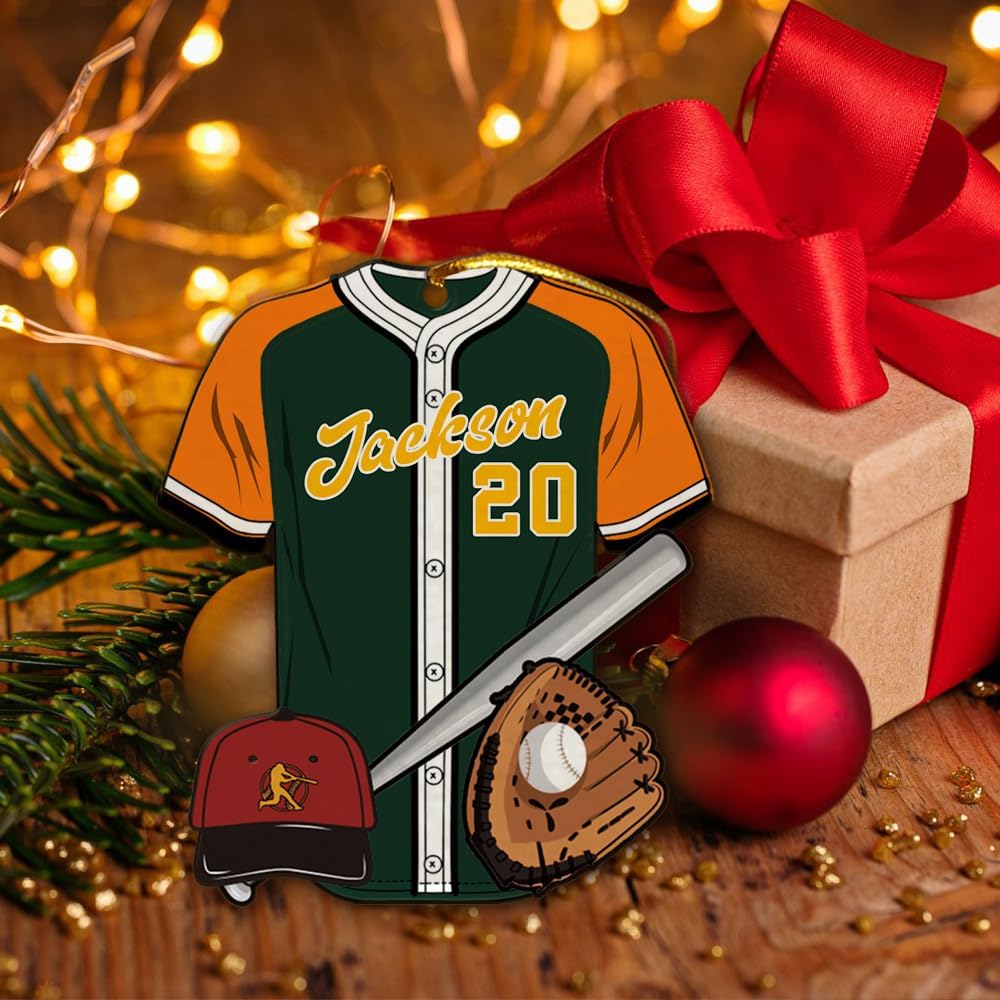 Personalized Baseball Christmas Ornament – Custom Name Acrylic Ornament, Sports Holiday Decoration, Baseball Player Gift TH16