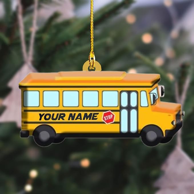 Personalized School Bus Ornament - Bus Driver Christmas Gift L7