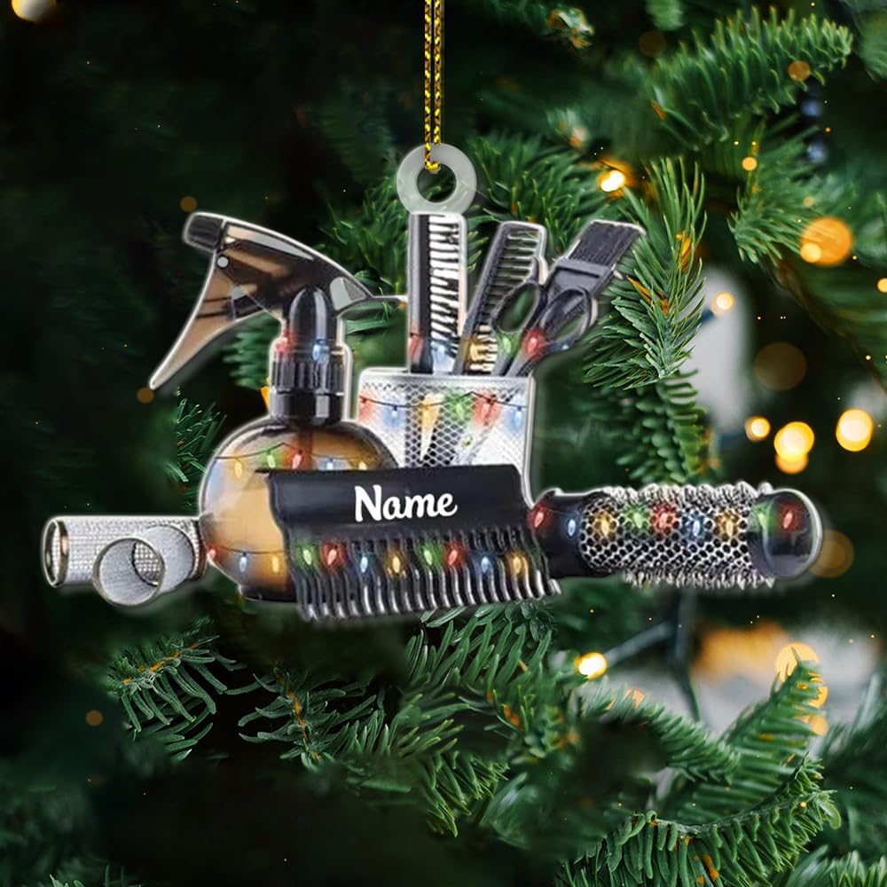 Custom Hair Stylist , Christmas Barbershop Ornament Style 25