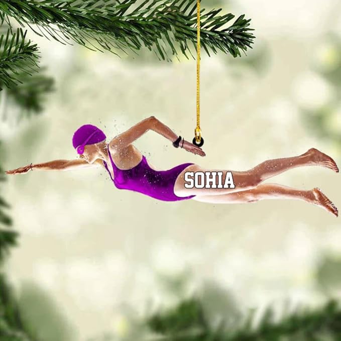 Personalized Swimming Ornament - Custom Swimmer Christmas Gift for Boys, Girls & Pool Lovers LL7