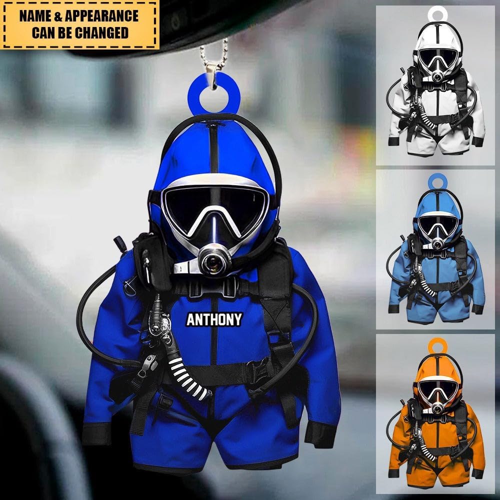 Personalized Diver Christmas Ornament – Custom Name Scuba Diving 2D Flat Acrylic Ornament, Gift for Divers and Ocean Lovers, Sport Holiday Decoration TSD6