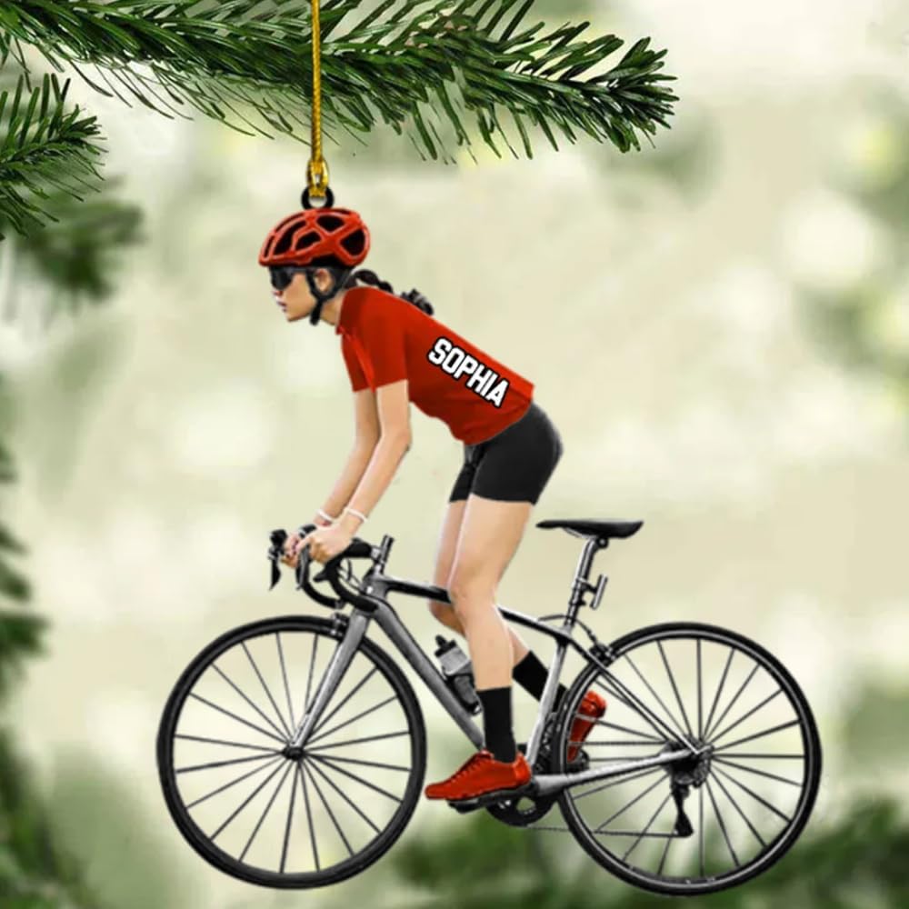 Custom Bicycle Christmas Ornament – Personalized Acrylic Cycling Ornament, Gift for Bike Riders and Cyclists TB9