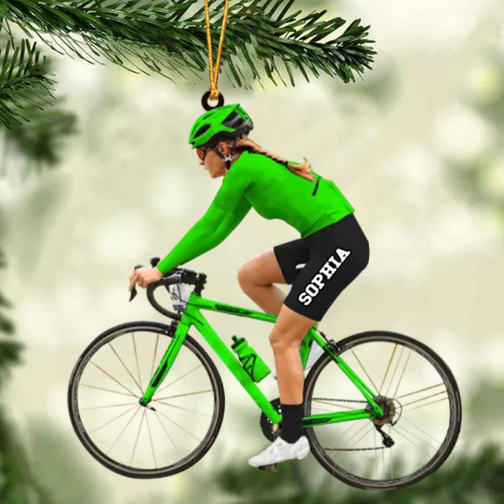 Personalized Cycling Ornament – Custom Name Acrylic Bicycle Ornament, Unique Gift for Cyclists & Bike Lovers 2025 TC5