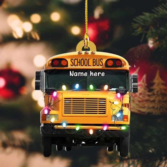 Personalized School Bus Ornament - Bus Driver Christmas Gift L5