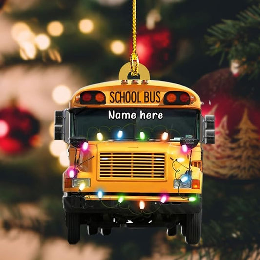 Personalized School Bus Ornament - Bus Driver Christmas Gift L5