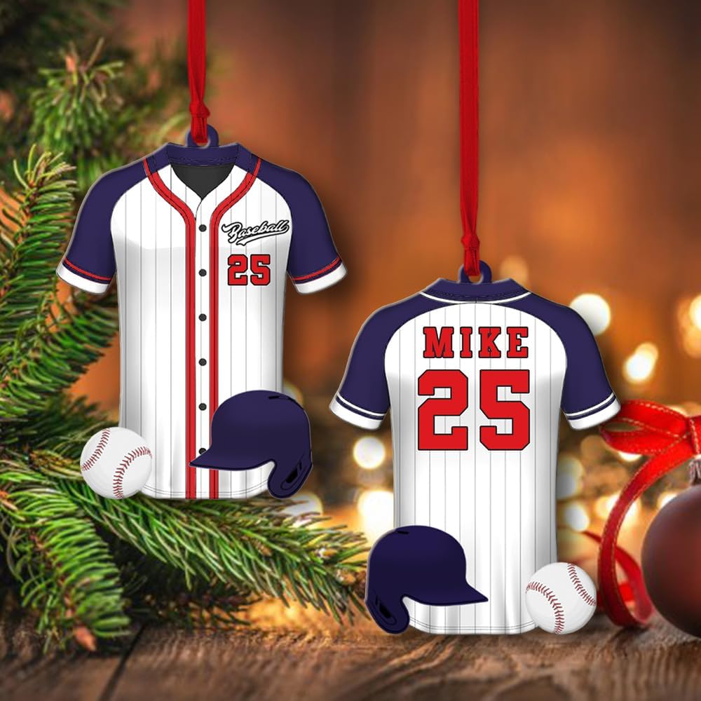 Personalized Baseball Christmas Ornament – Custom Name Acrylic Ornament, Sports Holiday Decoration, Baseball Player Gift TH15