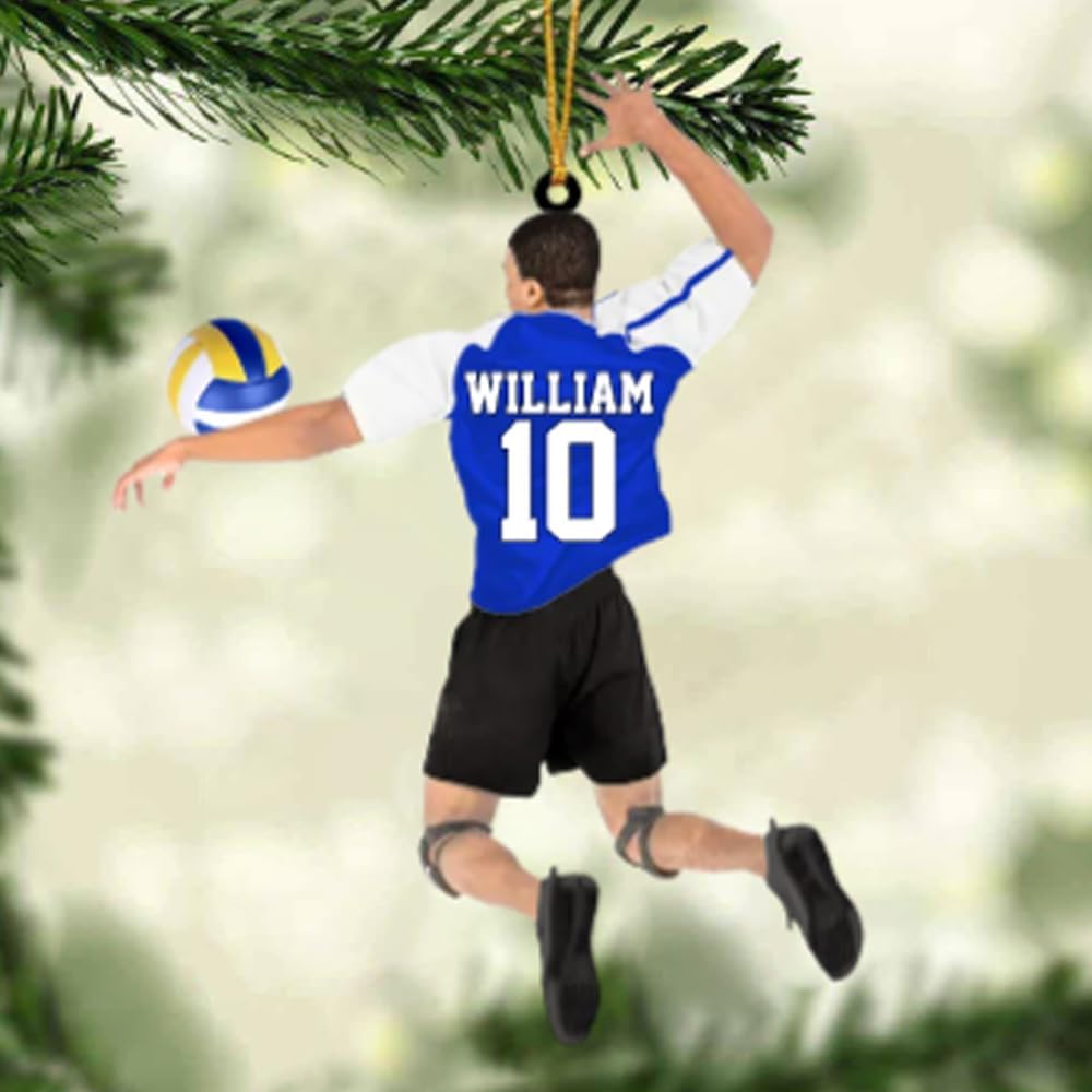 Personalized Volleyball Player Christmas Ornament, Custom Name Number Volleyball Boy Ornament TV17