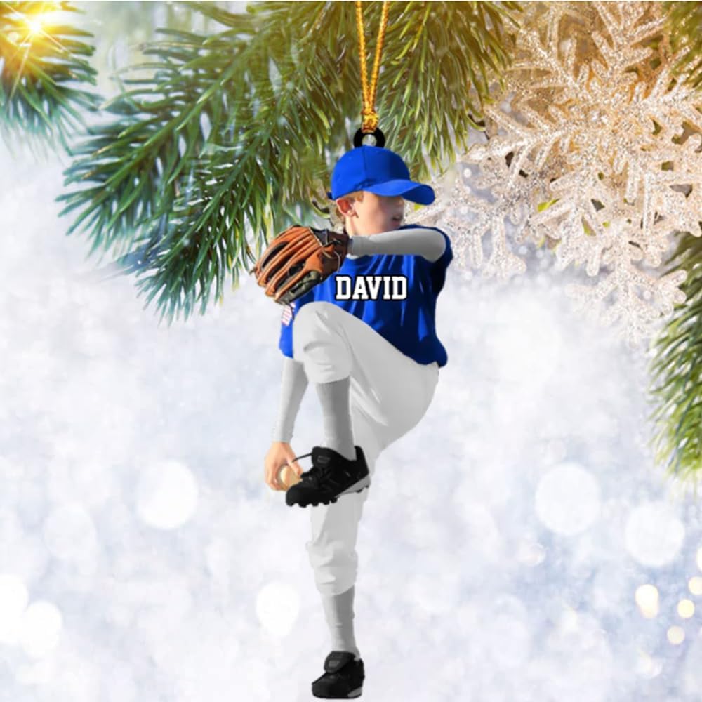 Personalized Baseball Christmas Ornament – Custom Name Acrylic Ornament, Sports Holiday TH37
