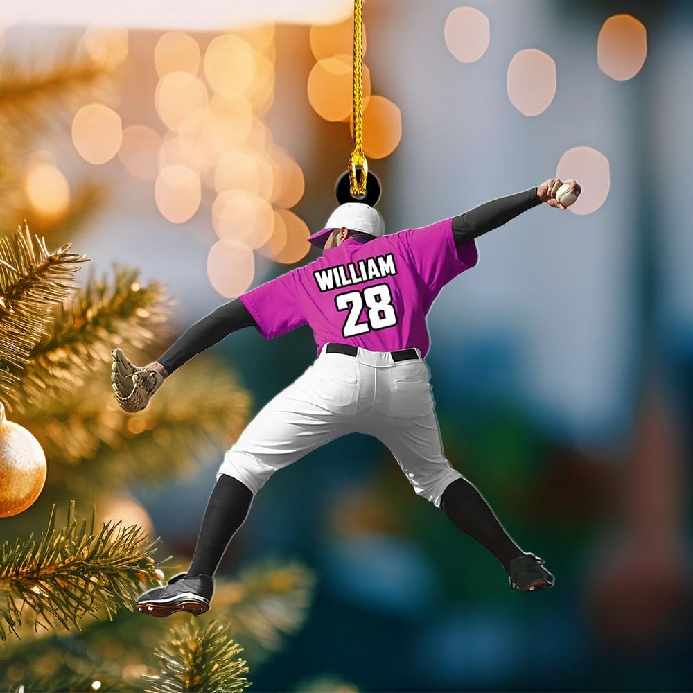 Personalized Softball Ornament – Custom Sports Christmas Tree C09