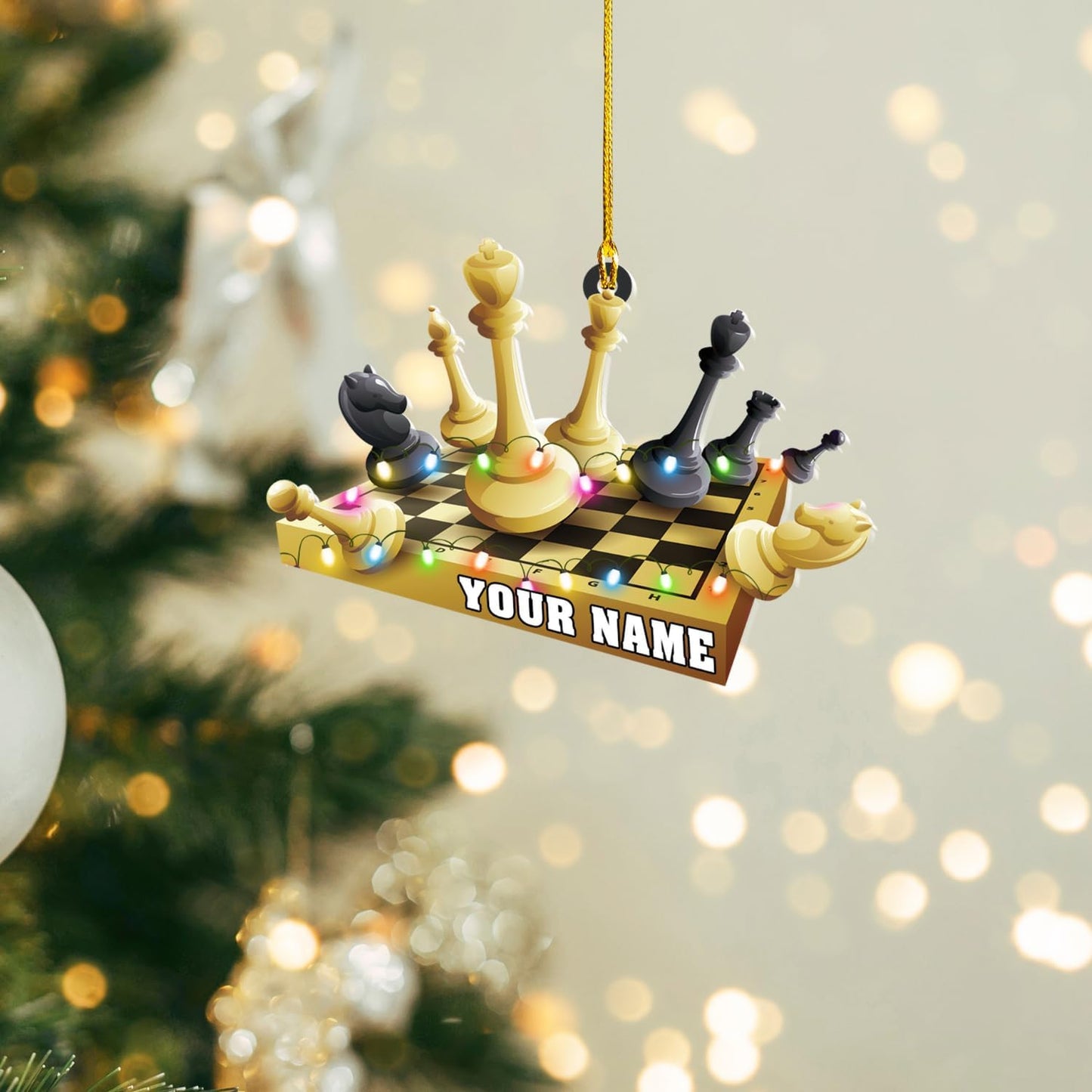 Personalized Name Chess Ornament Gift for Men Women Chess Team Player N10