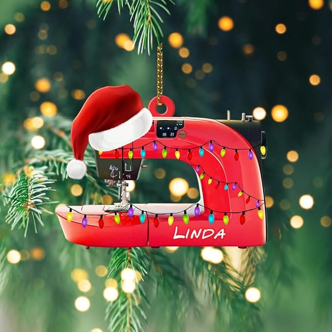 Personalized Sewing Machine Ornament - Custom Christmas Gift for Sewing Lovers LL7