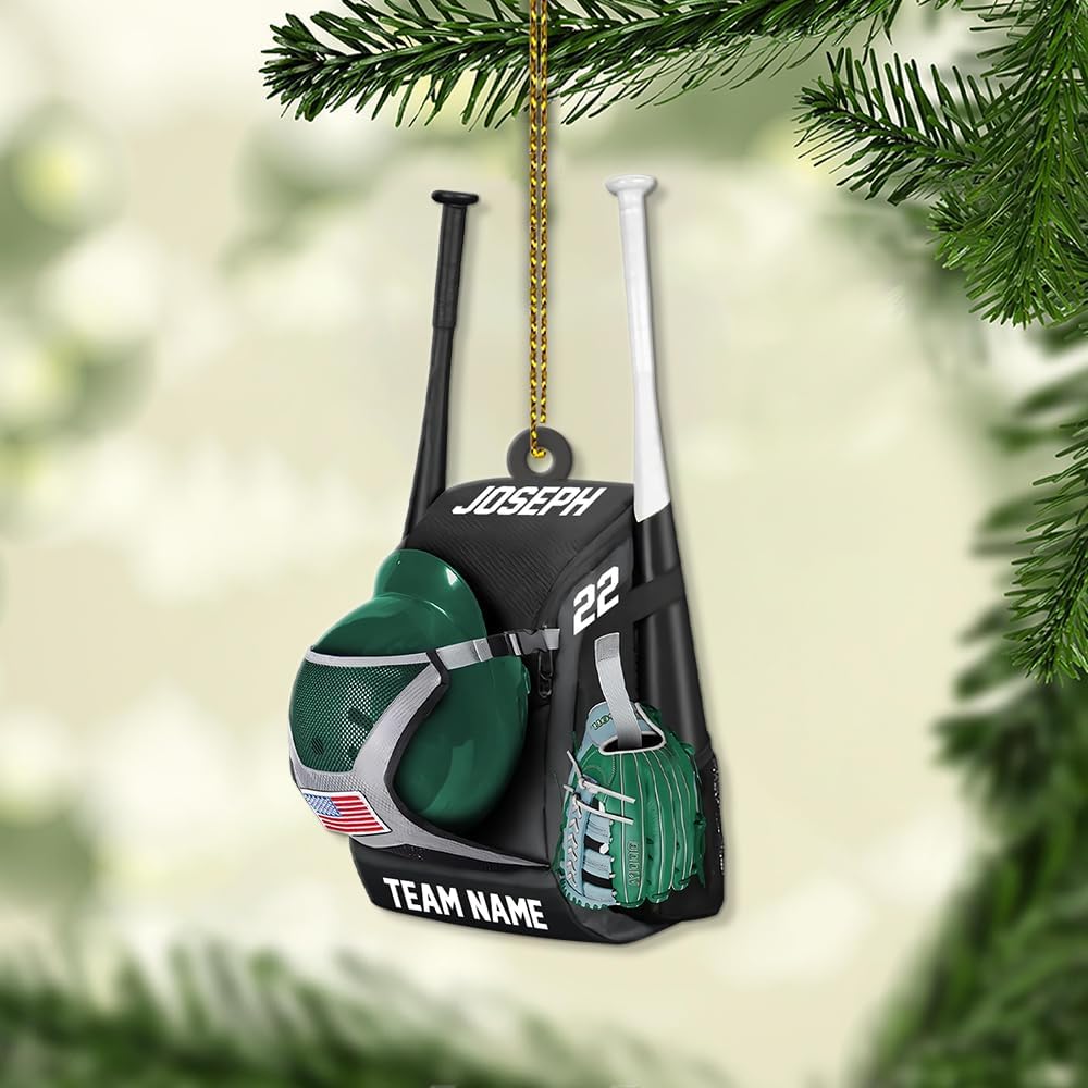 Personalized Baseball Christmas Ornament – Custom Name Acrylic Ornament, Sports Holiday Decoration, Baseball Player Gift TH20