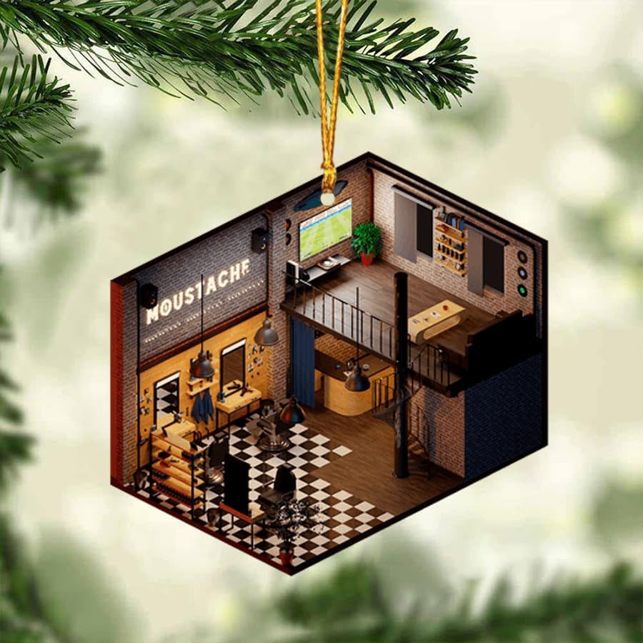 Custom Hair Stylist , Hair Salon Christmas Ornament Style 3