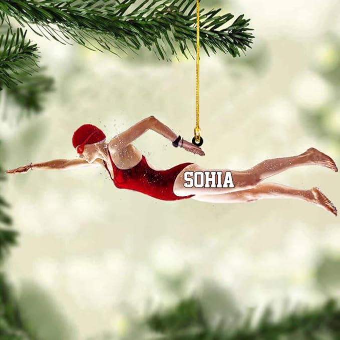 Personalized Swimming Ornament - Custom Swimmer Christmas Gift for Boys, Girls & Pool Lovers LL7