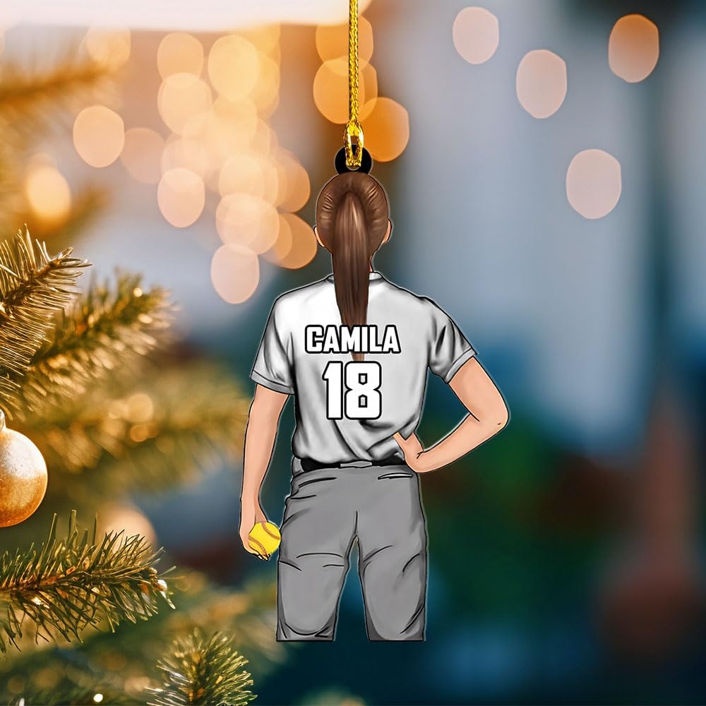 Personalized Softball Ornament – Custom Sports Christmas Tree C14
