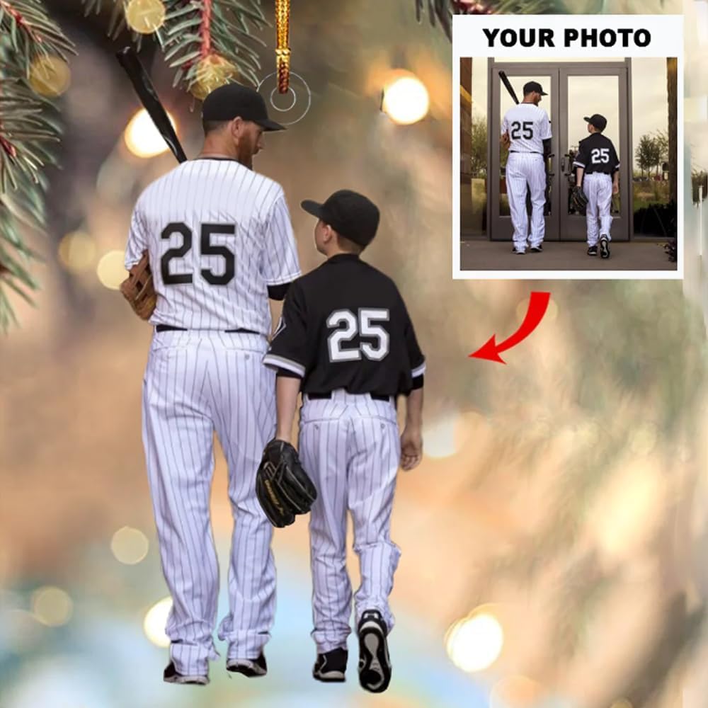 Personalized Baseball Christmas Ornament – Custom Name Acrylic Ornament, Sports Holiday Decoration, Baseball Player Gift TH35