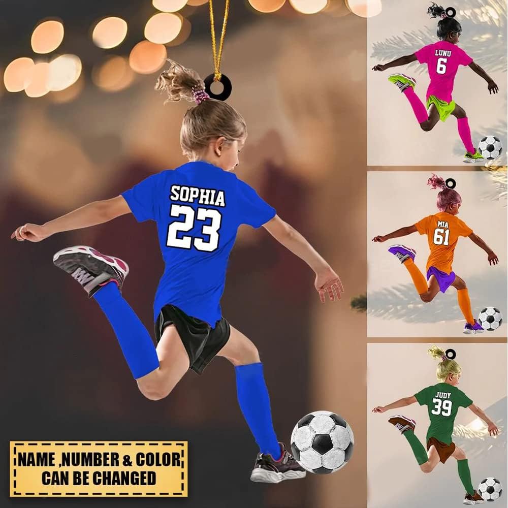Custom Personalized Girl Soccer Acrylic Ornament, Gift for Soccer Players, Husband C02