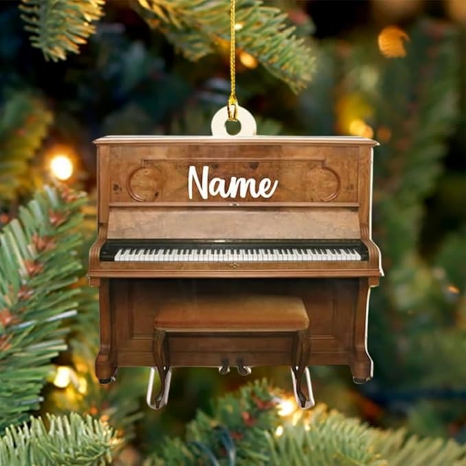 Personalized Piano Ornament - Custom Name Music Instrument Christmas Gift for Piano Lovers LL59